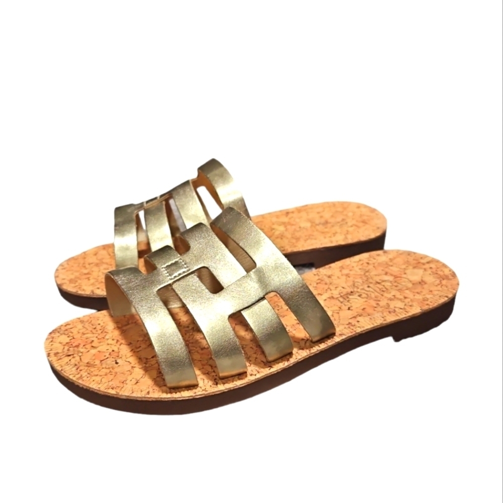 Oshkosh B'gosh Girls Slip Sandals Gold Size 1 Nwot